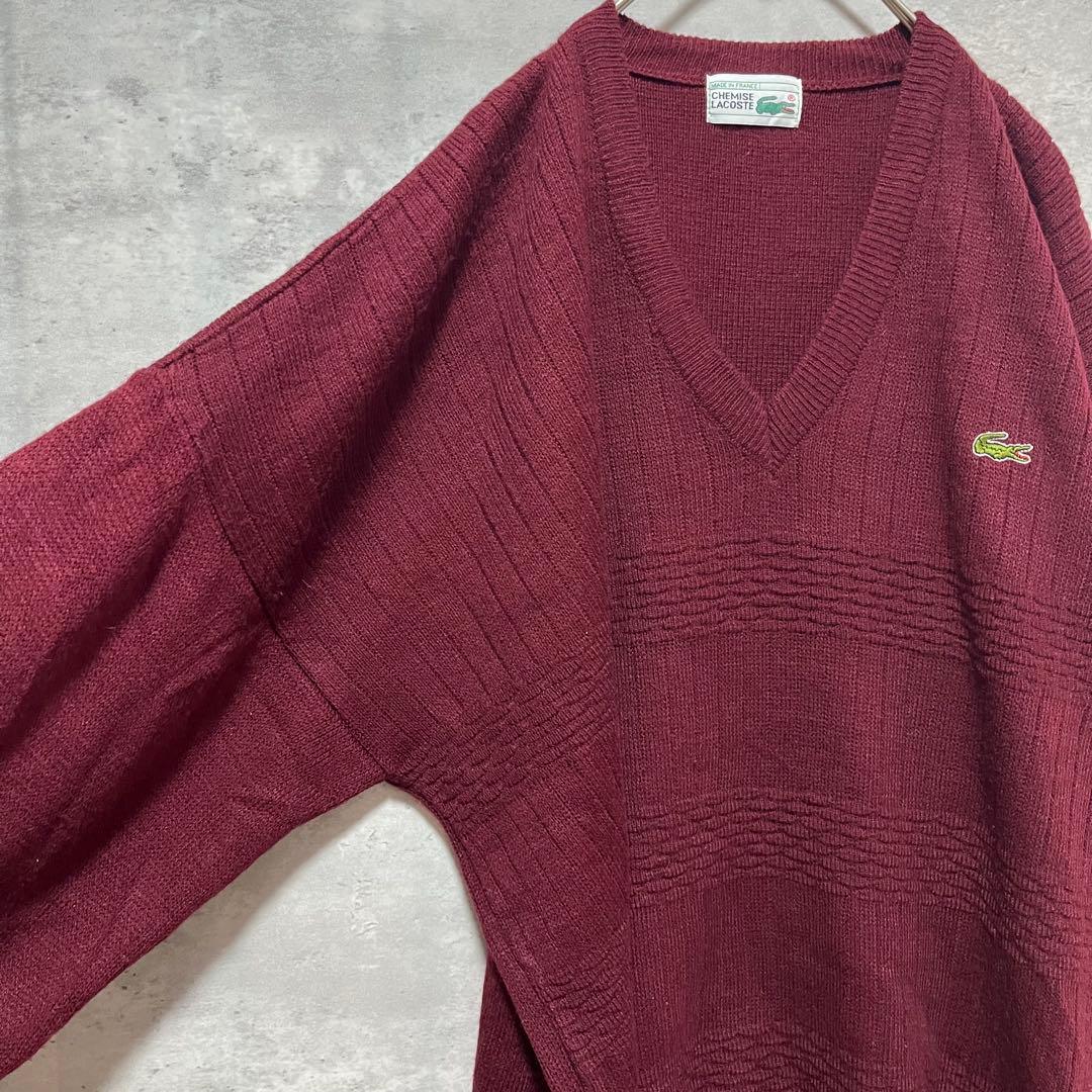 【フランス製】LACOSTE Vネック ニット セーター 古着 ビンテージ — image 2