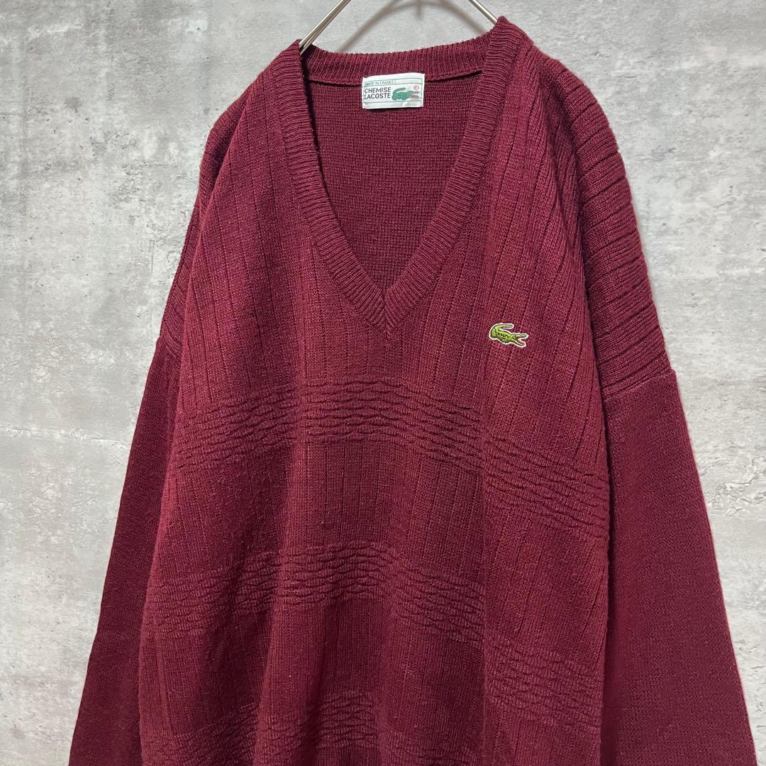【フランス製】LACOSTE Vネック ニット セーター 古着 ビンテージ — image 3