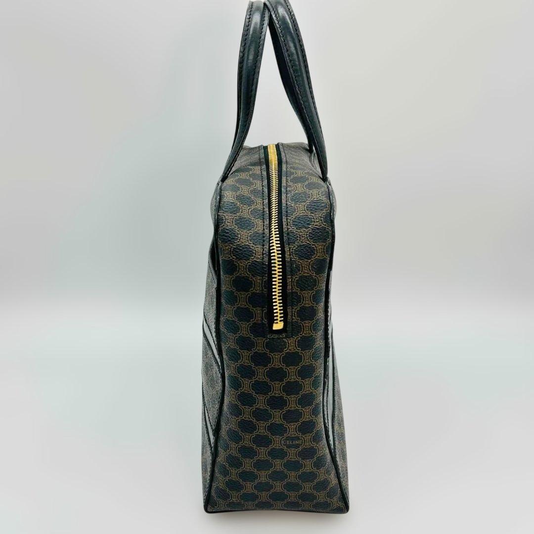 CELINE 黒マカダム PVC レザー ハンドバッグ ブラック ブラウン — image 3