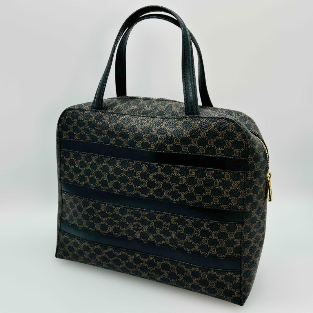 CELINE 黒マカダム PVC レザー ハンドバッグ ブラック ブラウン — image 4