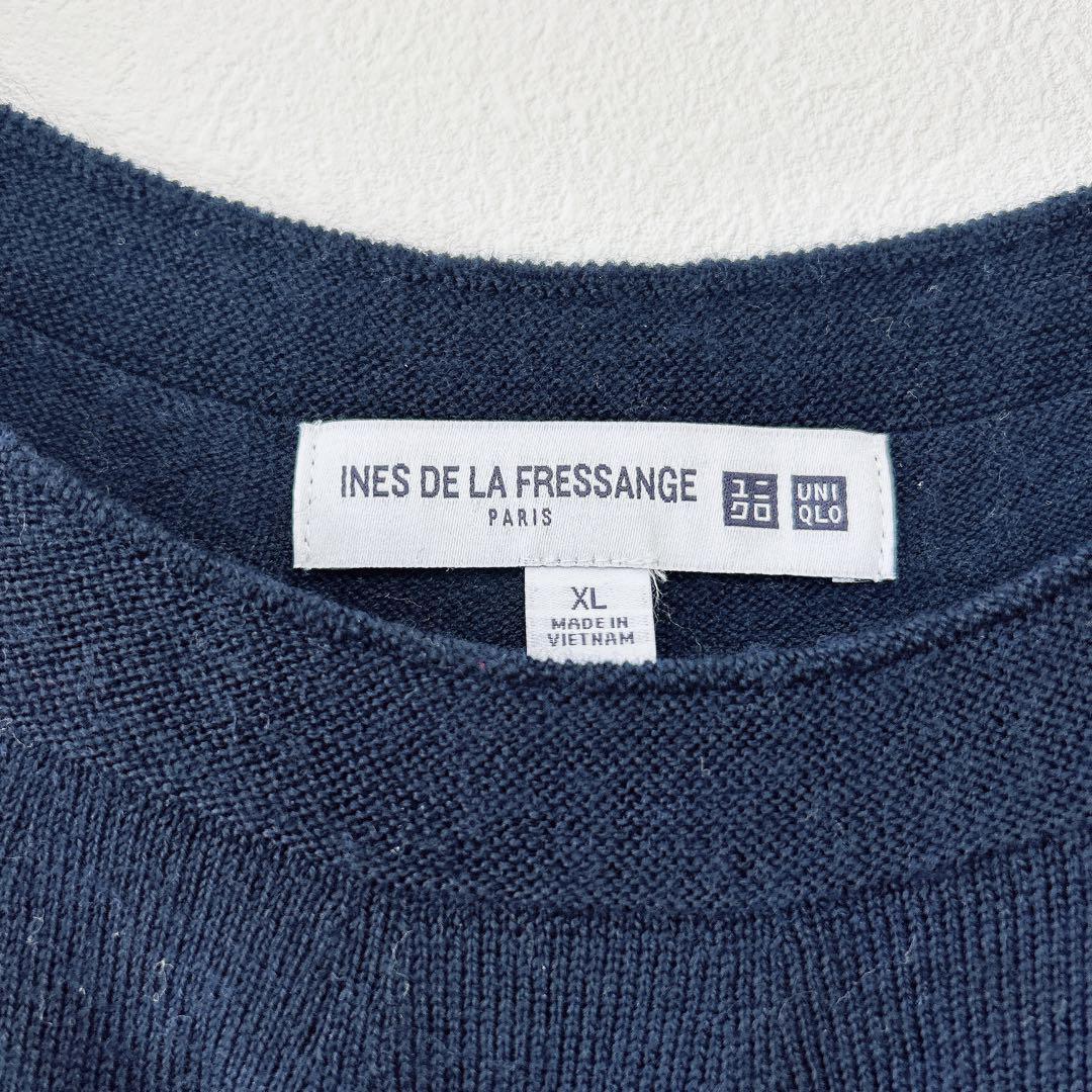 ユニクロ イネス コラボ ボーダーニット XL ネイビー/ブラウン ゆったり — image 5