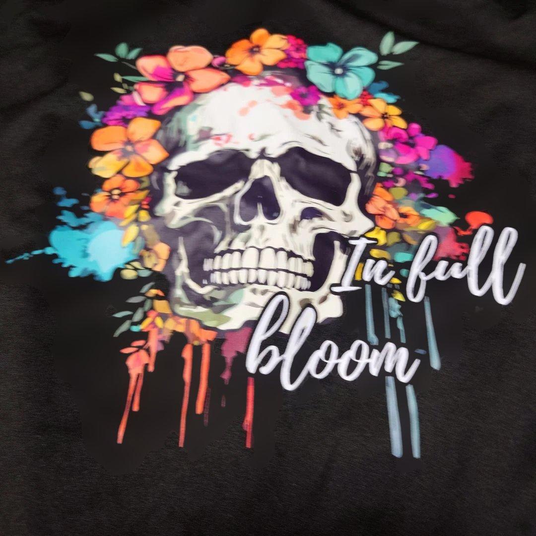 In full bloom スカル 花柄 Tシャツ ブラック — image 2