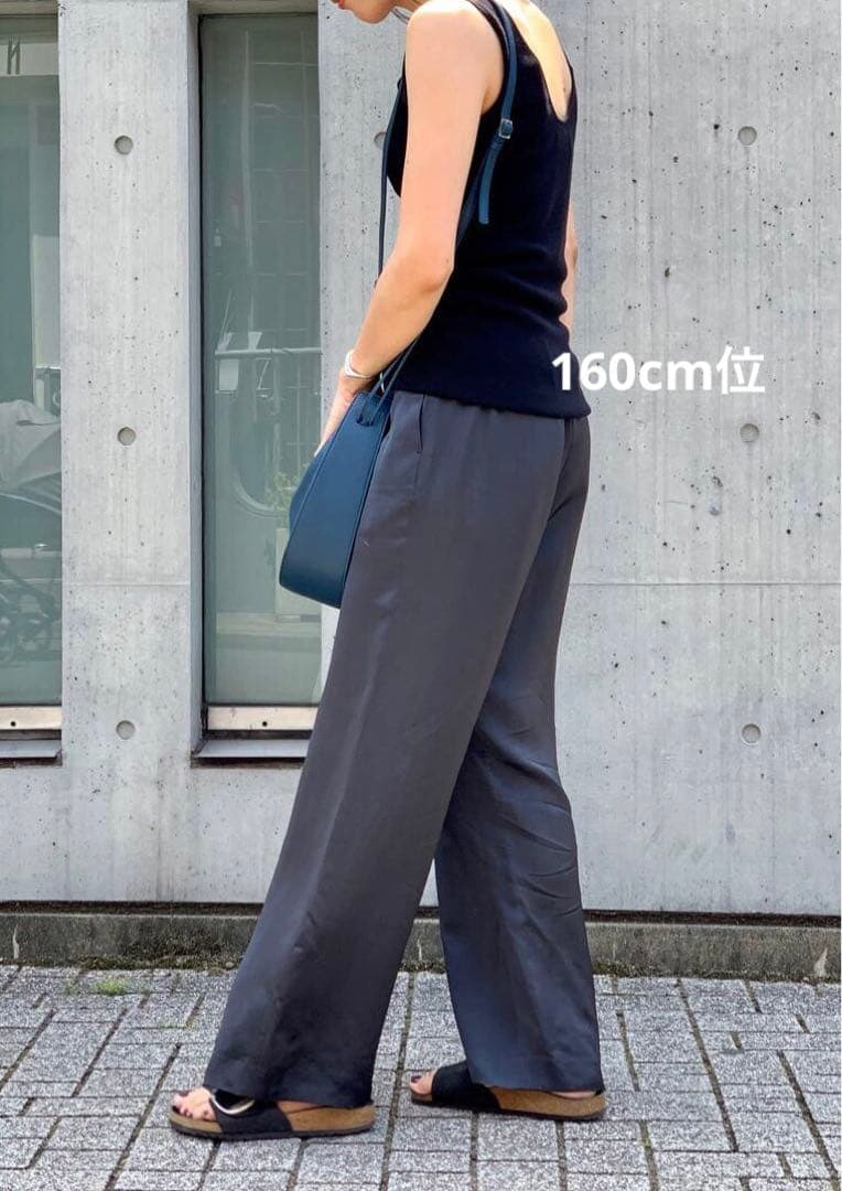 カオス 定価2.5万円 サテラニーイージーパンツ サテンパンツ 黒 薄手 春夏 — image 3