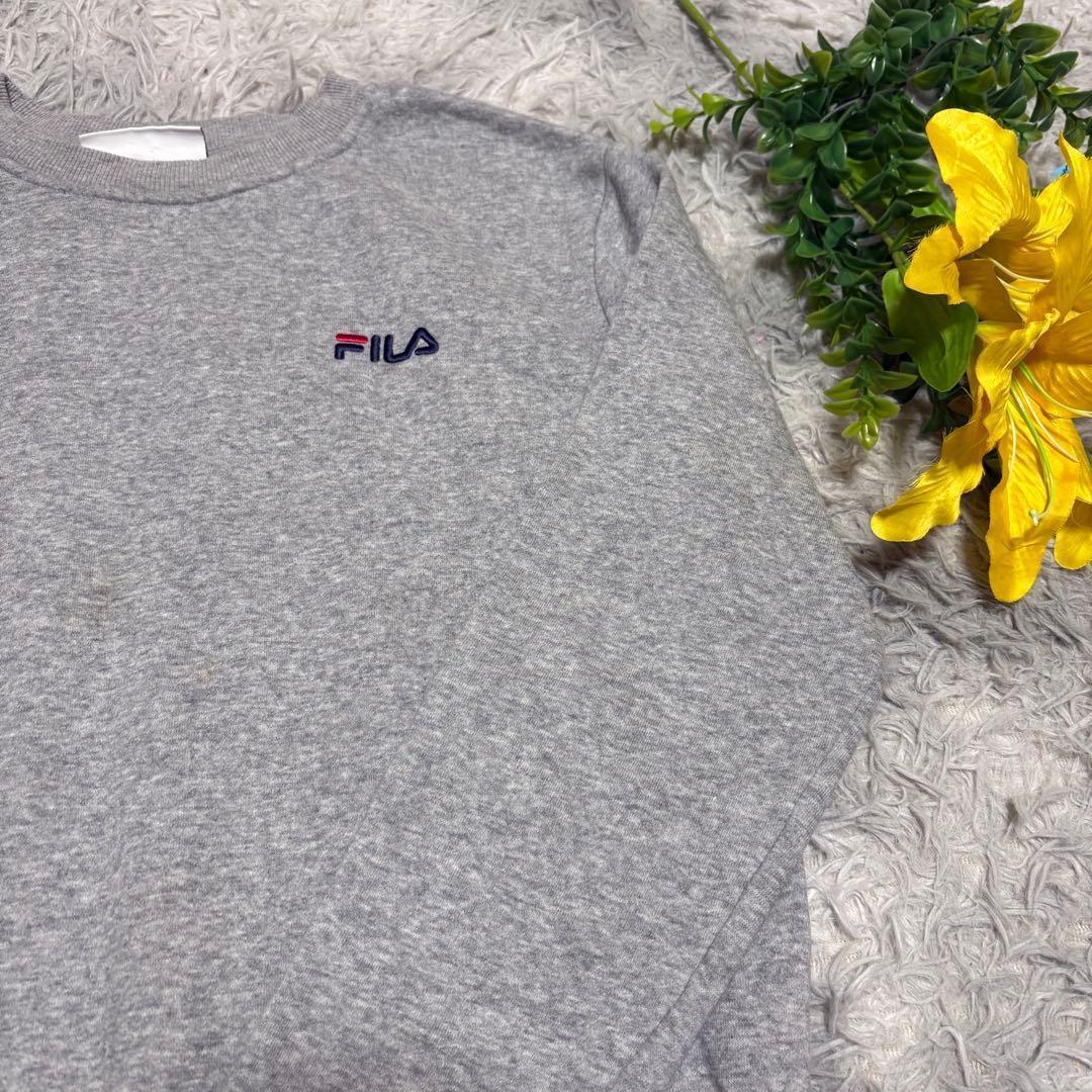 フィラ ワンポイントロゴ刺繍 裏起毛スウェット グレー L アメカジ ストリート — image 3