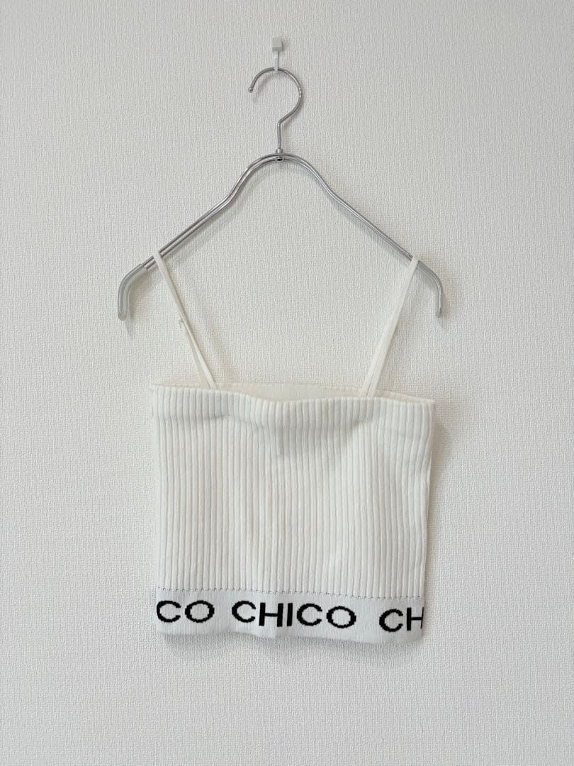 【美品】who’s who Chico ロゴリブキャミ キャミソール 白 韓国 — image 4
