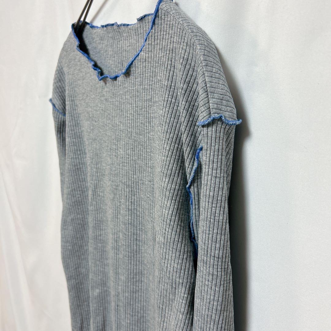 FRIFUL 【L】フリフル アウトシーム カットソー メロー グレー×ブルー — image 2