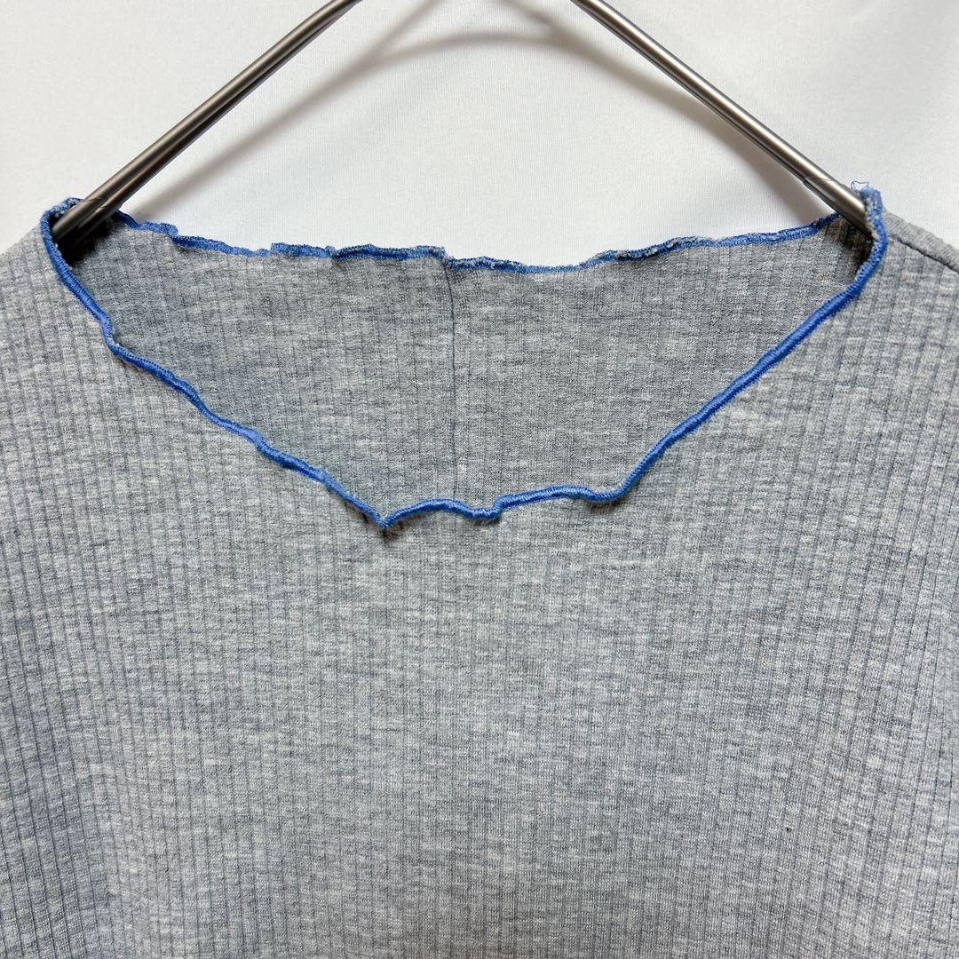 FRIFUL 【L】フリフル アウトシーム カットソー メロー グレー×ブルー — image 4