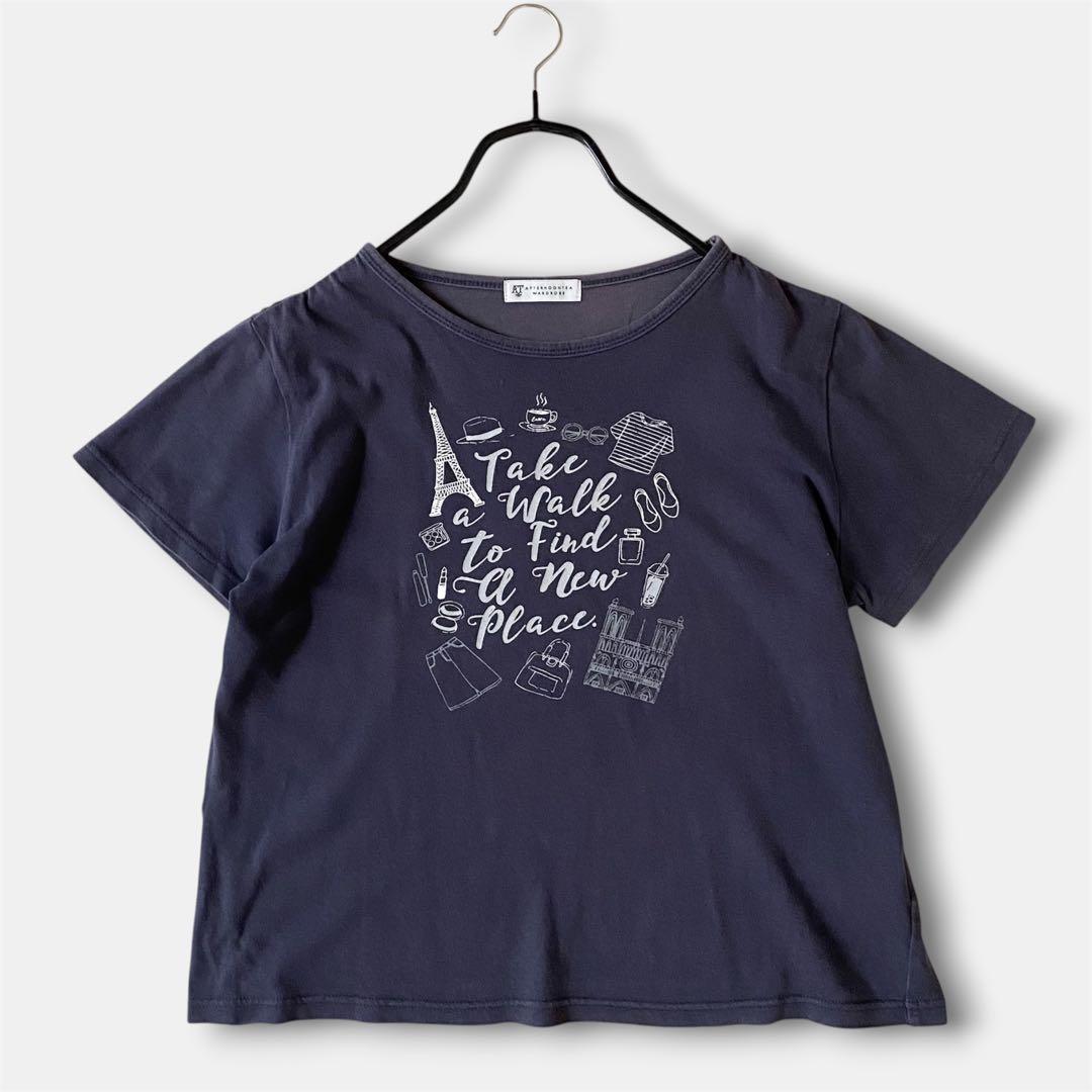 アフターヌーンティー　Tシャツ半袖カットソー　イラストプリント　ラメ文字　春夏 — image 3