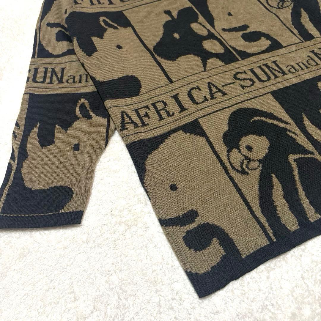90s ヴィンテージ 総柄ニット アニマル柄 ウール混 日本製 レトロ 高円寺 — image 4