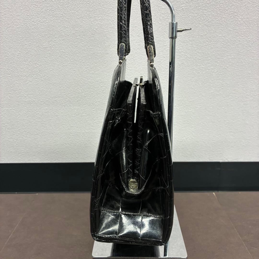 ブラック クロコダイル風 ハンドバッグ — image 3