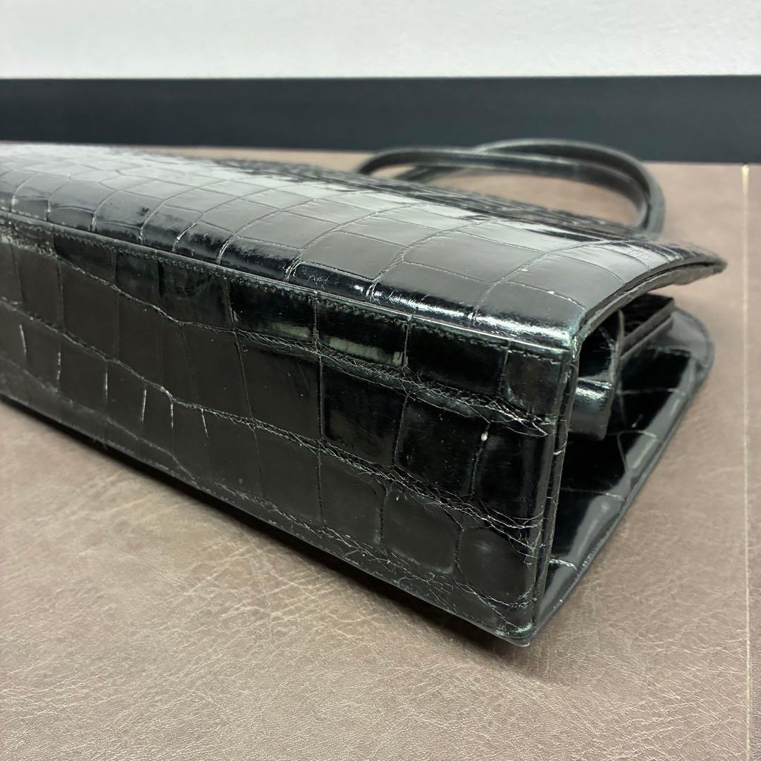 ブラック クロコダイル風 ハンドバッグ — image 5