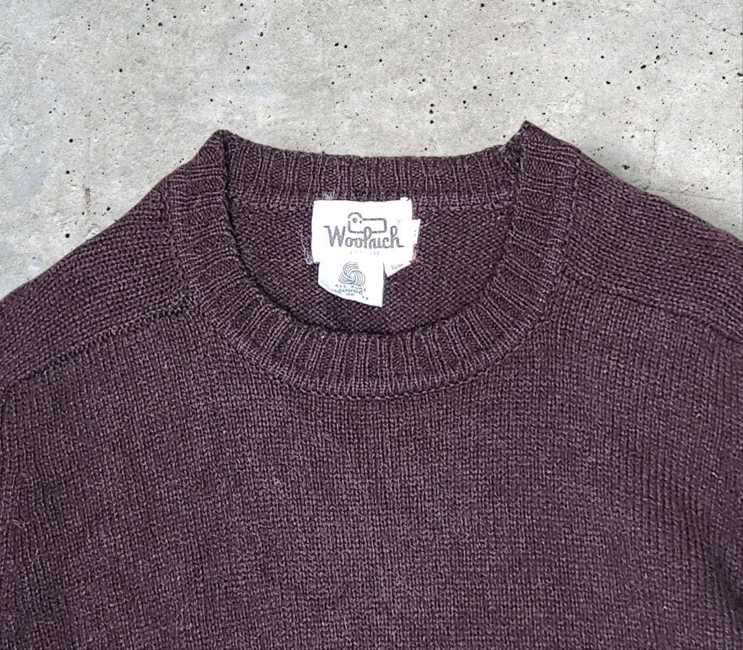 80s ウールリッチ 白タグ ウールセーター クルーネック 茶 XL 無地 — image 2