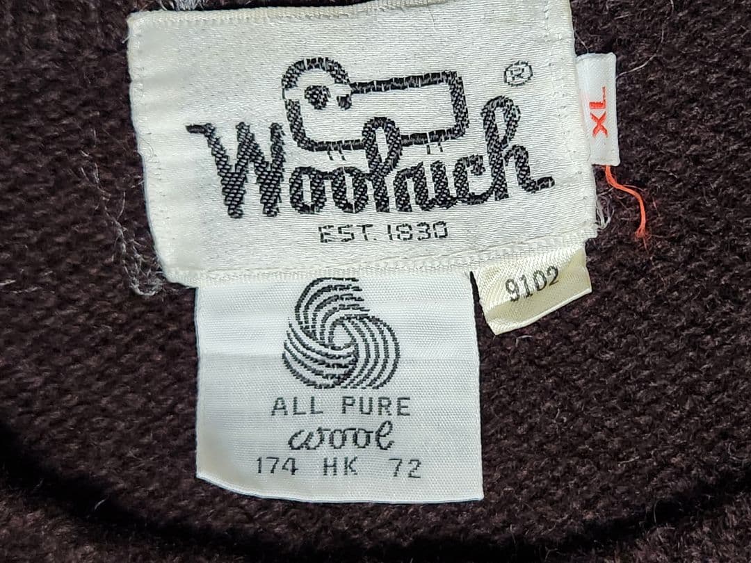 80s ウールリッチ 白タグ ウールセーター クルーネック 茶 XL 無地 — image 3