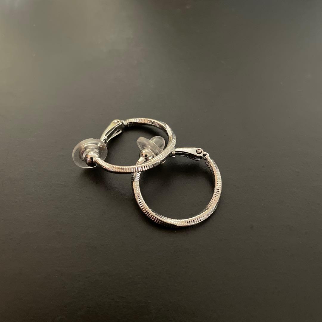 シルバー ノンホール イヤリング クリア キャッチ ゴム 銀 フープ 樹脂 レデ — image 2
