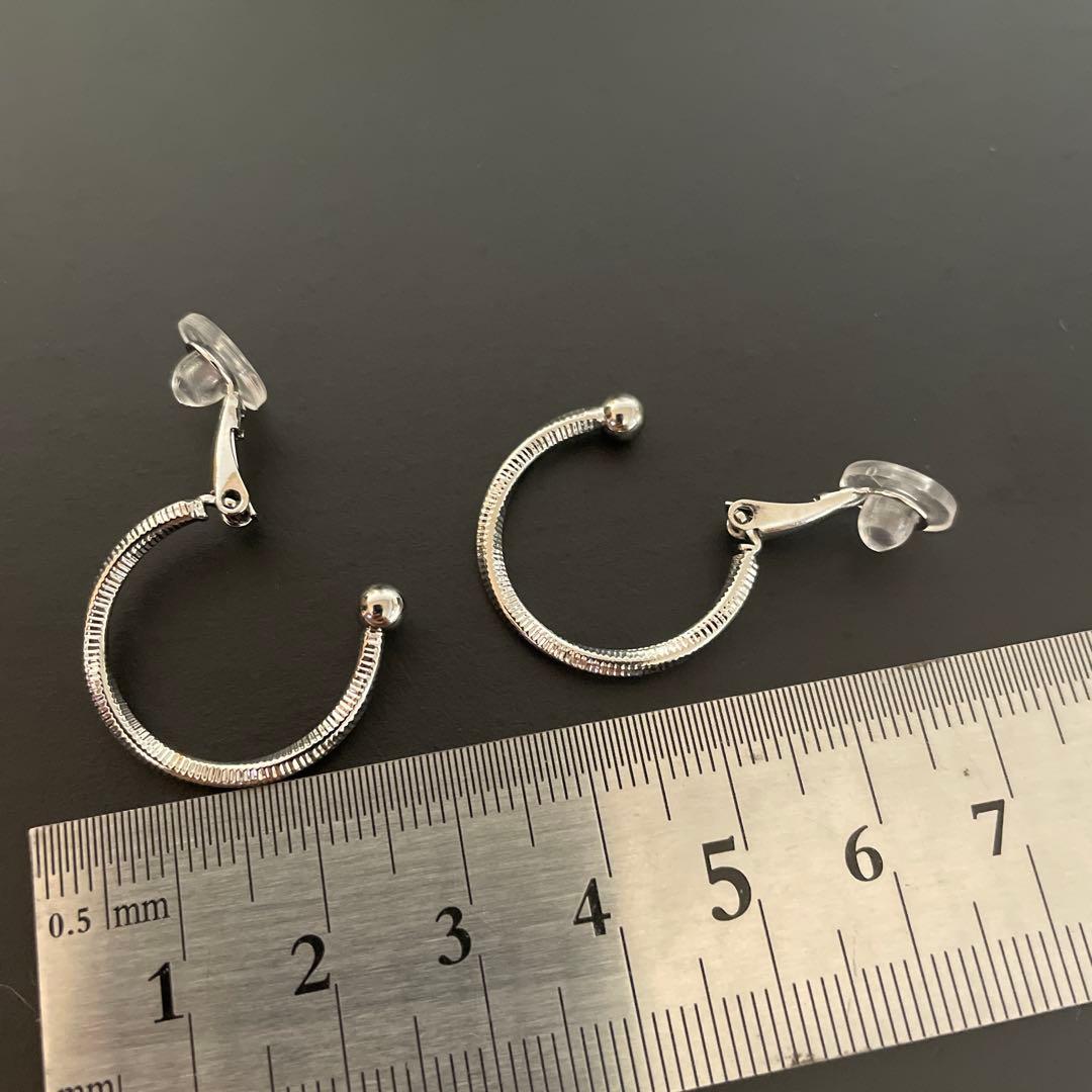 シルバー ノンホール イヤリング クリア キャッチ ゴム 銀 フープ 樹脂 レデ — image 3