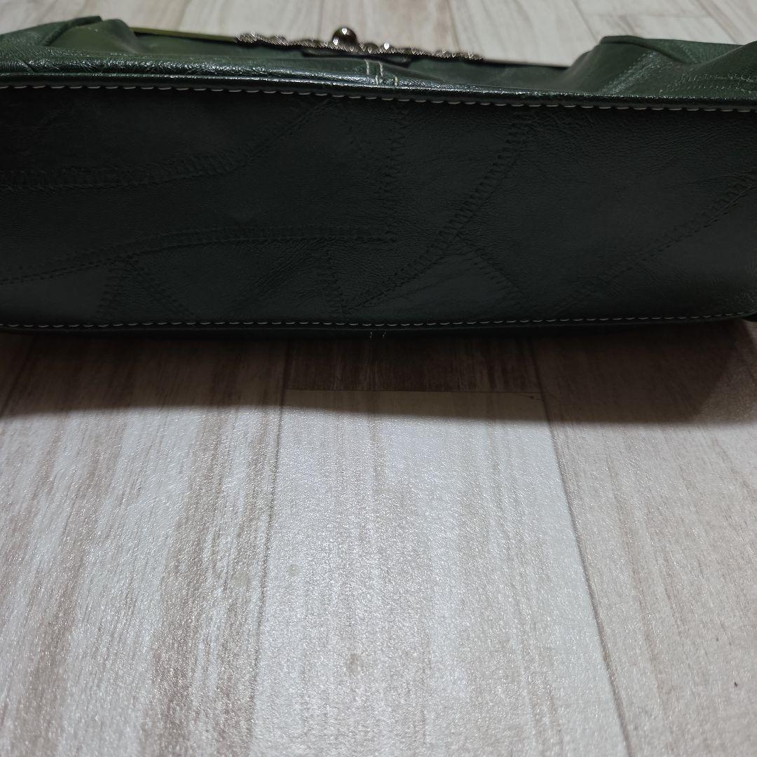 深緑色 パッチワーク風 ハンドバッグ がま口 — image 5