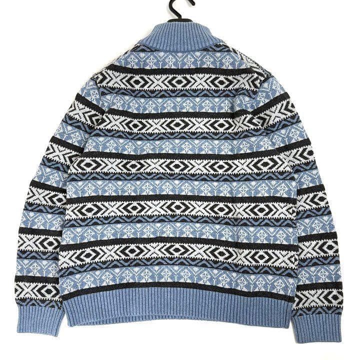 L.L.Beanノルディック柄 ハーフジップ ニット セーター L レトロ 雪柄 — image 3