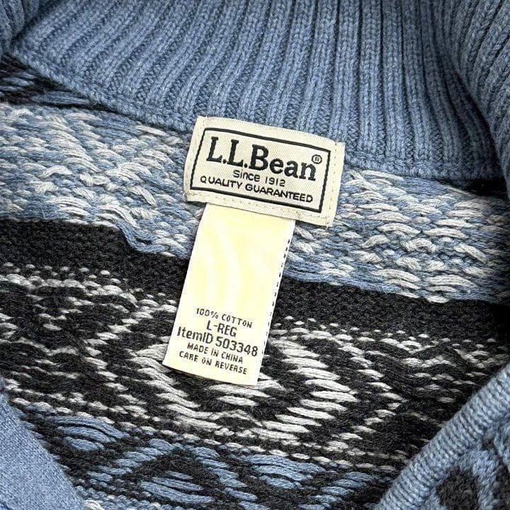 L.L.Beanノルディック柄 ハーフジップ ニット セーター L レトロ 雪柄 — image 4