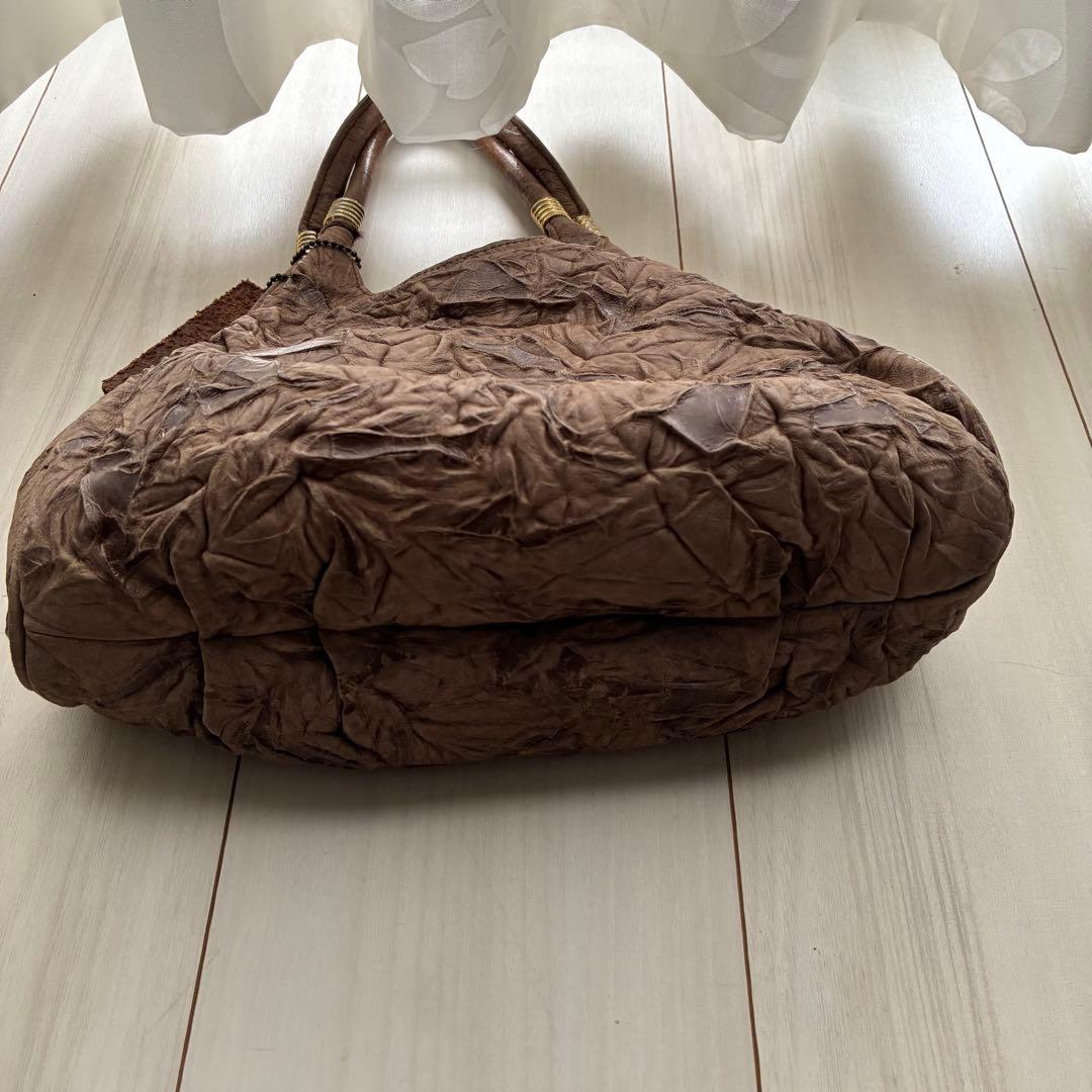 ヴィンテージ　two nine レトロがまぐち　ハンドバッグ　薄い茶系　本革 — image 5