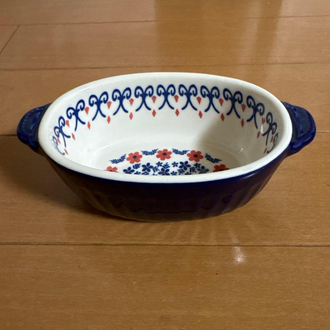 【新品】オーブン使用◎グラタン皿 楕円型 北欧柄フローラルデザイン 4セット — image 4