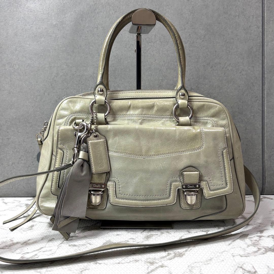 COACH ポピー サッチェル ハンドバッグ 2way セージグリーンY2K — image 2