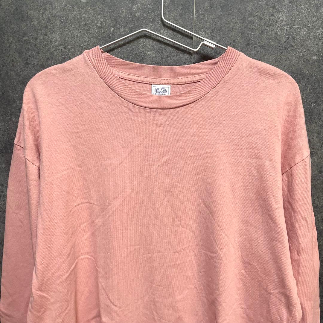 FRUIT OF THE LOOM 無地 ロンT M ピンク 長袖Tシャツ — image 2