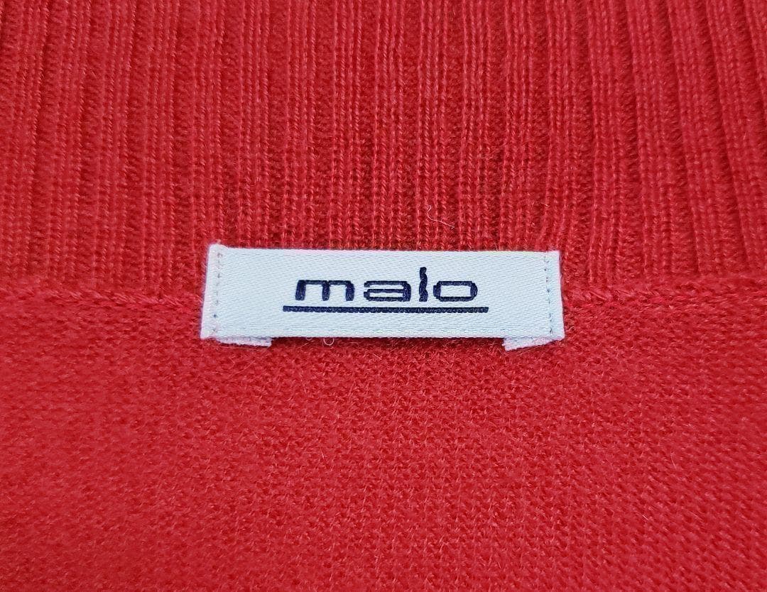 malo 最高級カシミヤ100% Vネック ニット ピュアカシミヤ マーロ 赤色 — image 3