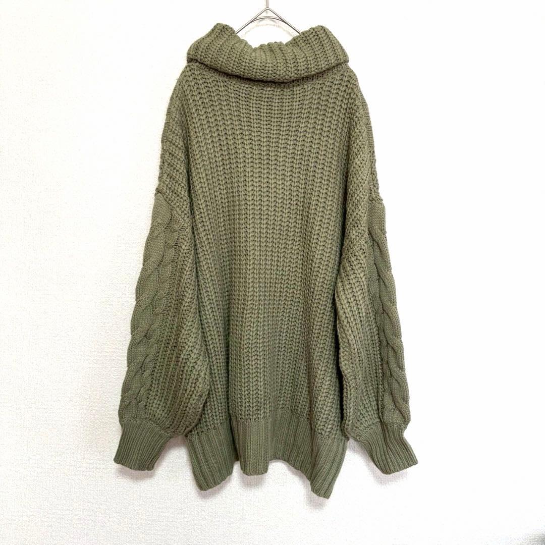 3873M シュレーヴ ケーブル編み　オフタートルニット トップス セーター　緑 — image 2