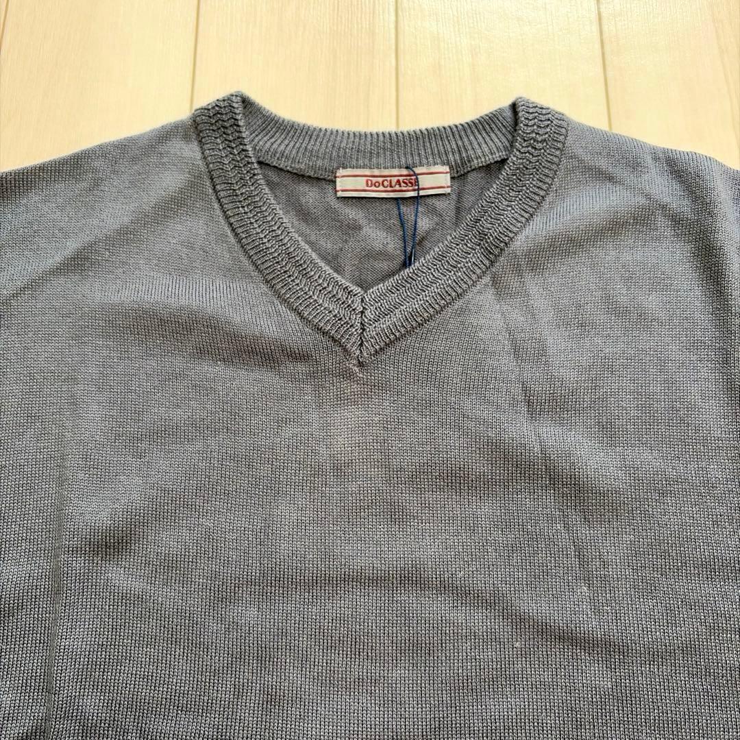 DoCLASSE メンズ Vネック ニット セーター グレー Lサイズ — image 2