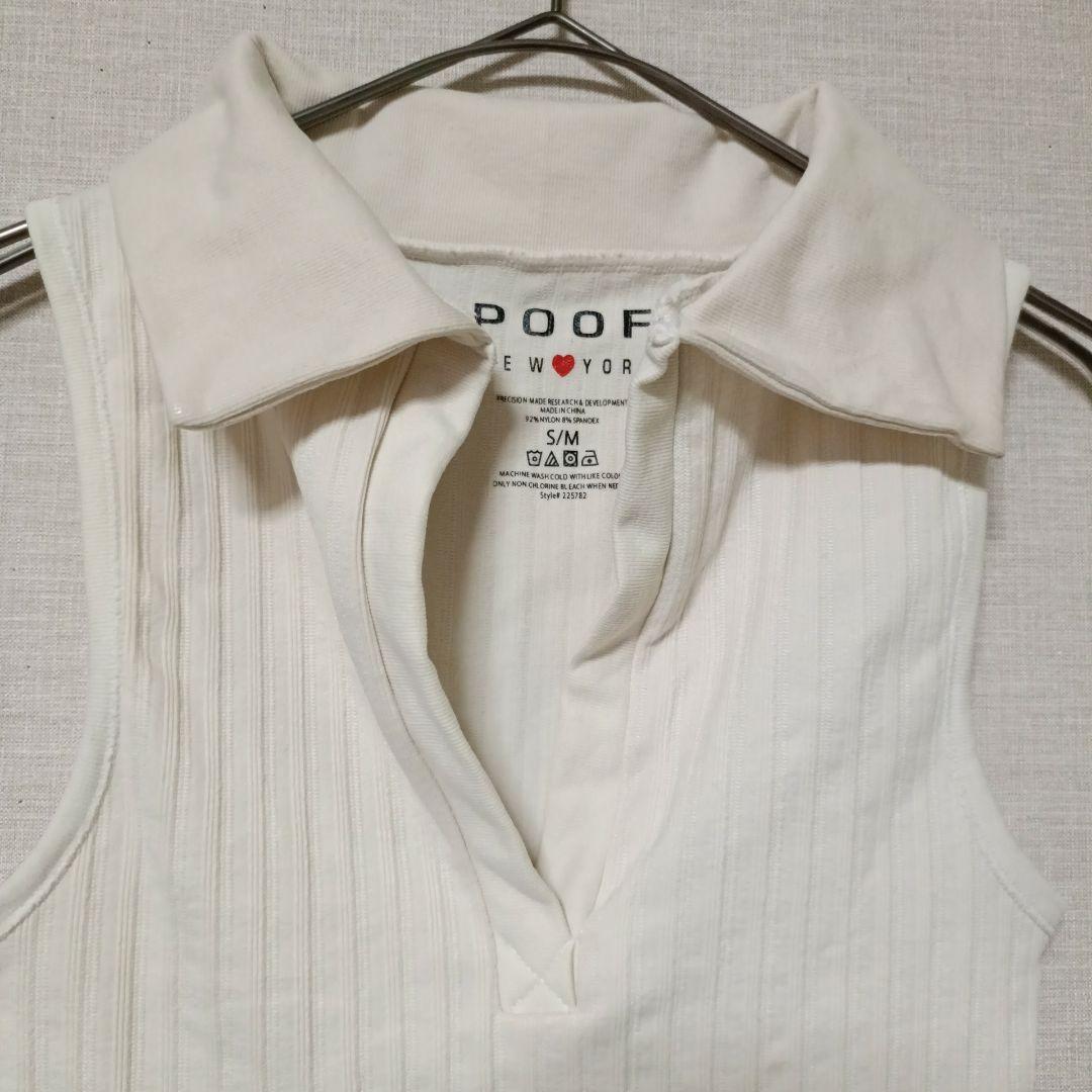 POOF NEW YORK【S/M】襟付き リブニット ノースリーブ アイボリー — image 5