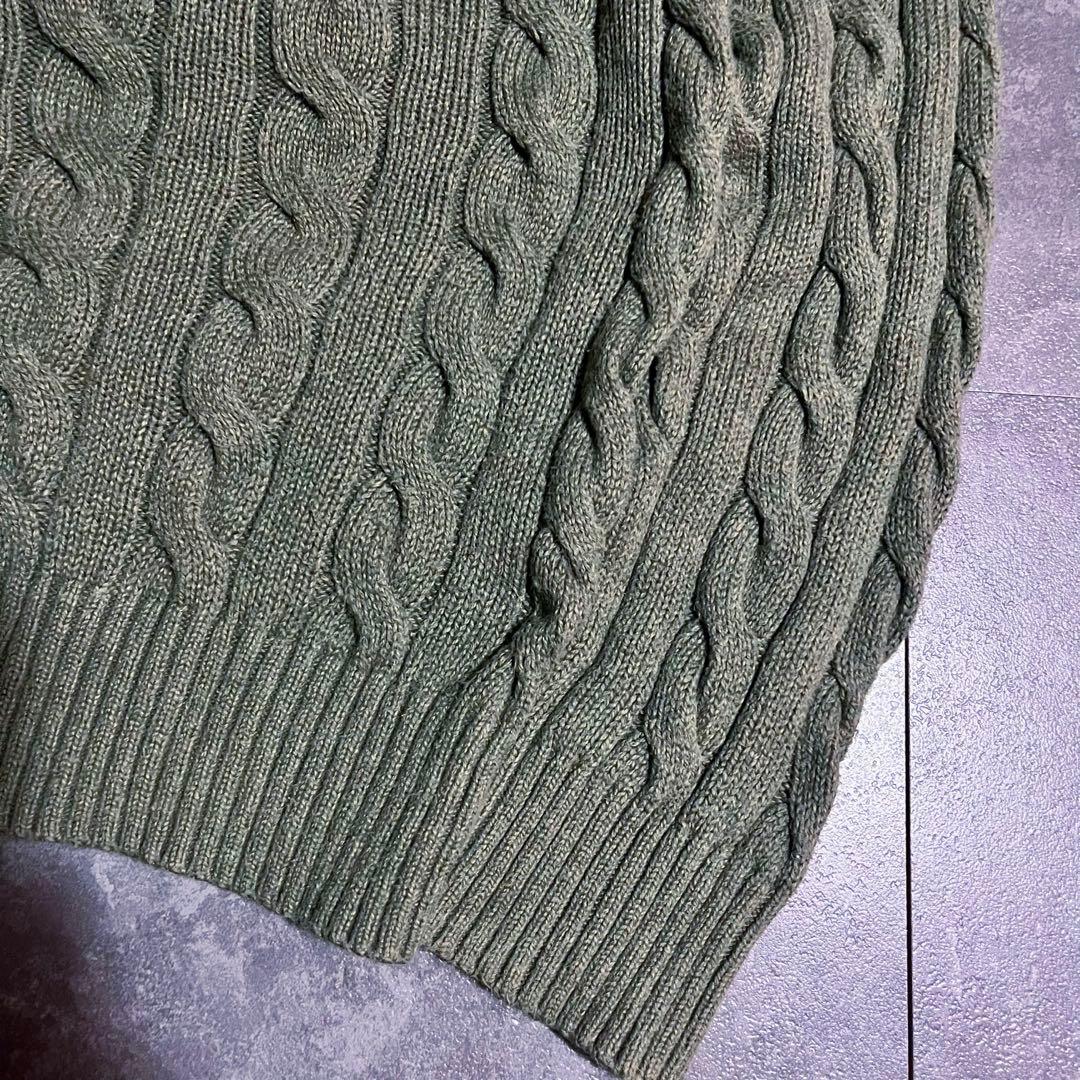 POLO ポロ　ラルフローレン　ニット　ケーブル　カーキ　コットン — image 4
