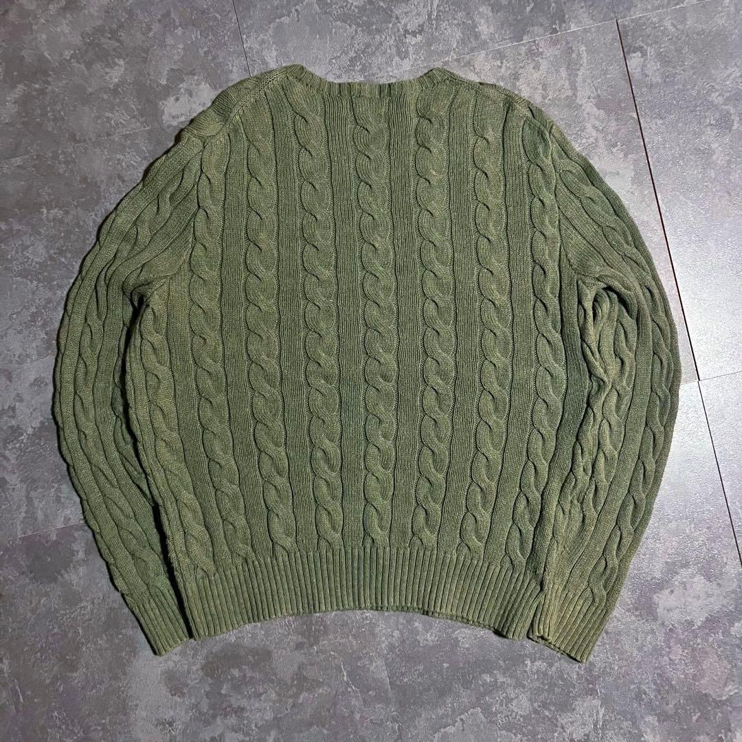 POLO ポロ　ラルフローレン　ニット　ケーブル　カーキ　コットン — image 5