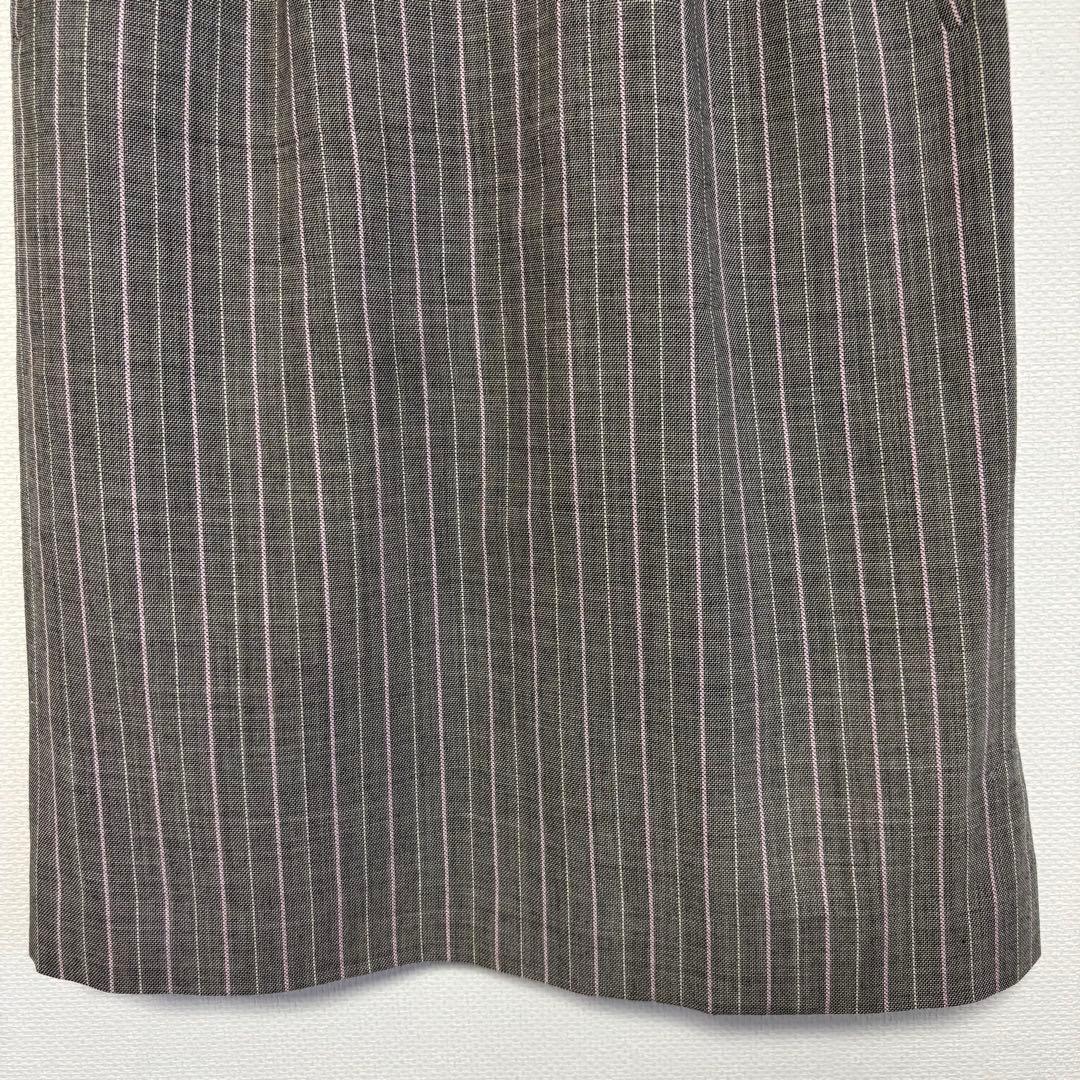 レリアン｜美品✨ピンストライプタイトスカート｜日本製｜薄手ウール｜グレー｜ピンク — image 4