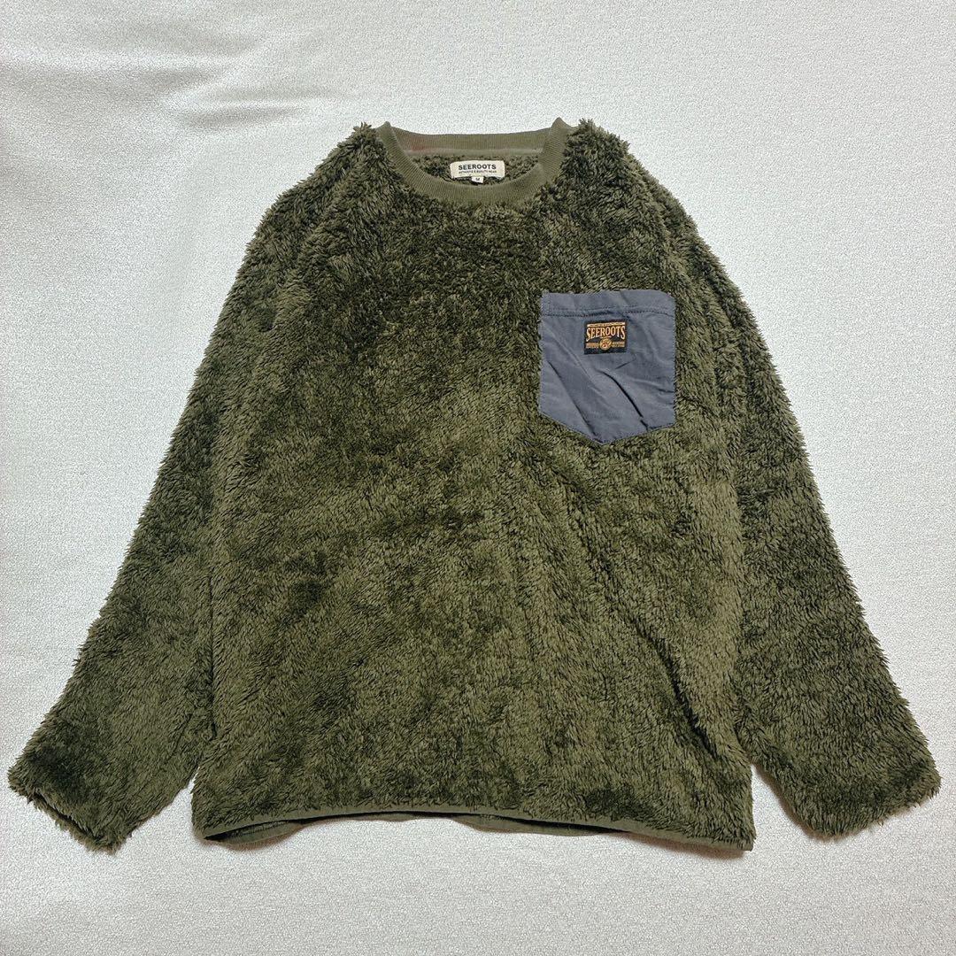 c382 SEE ROOTS ふわもこボア トレーナー　ロゴ入ポケ付　カジュアル — image 2