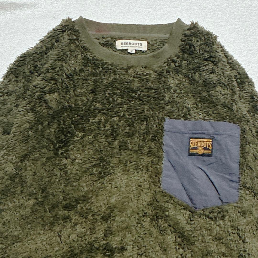 c382 SEE ROOTS ふわもこボア トレーナー　ロゴ入ポケ付　カジュアル — image 3