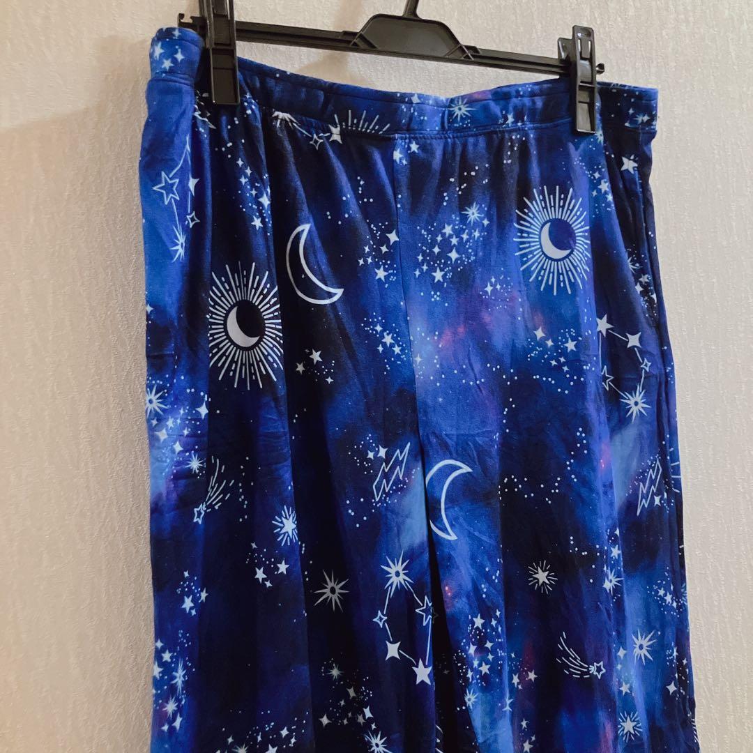 Barely Stitched 【L】宇宙柄 夜空 星 カジュアルパンツ 濃青 — image 3