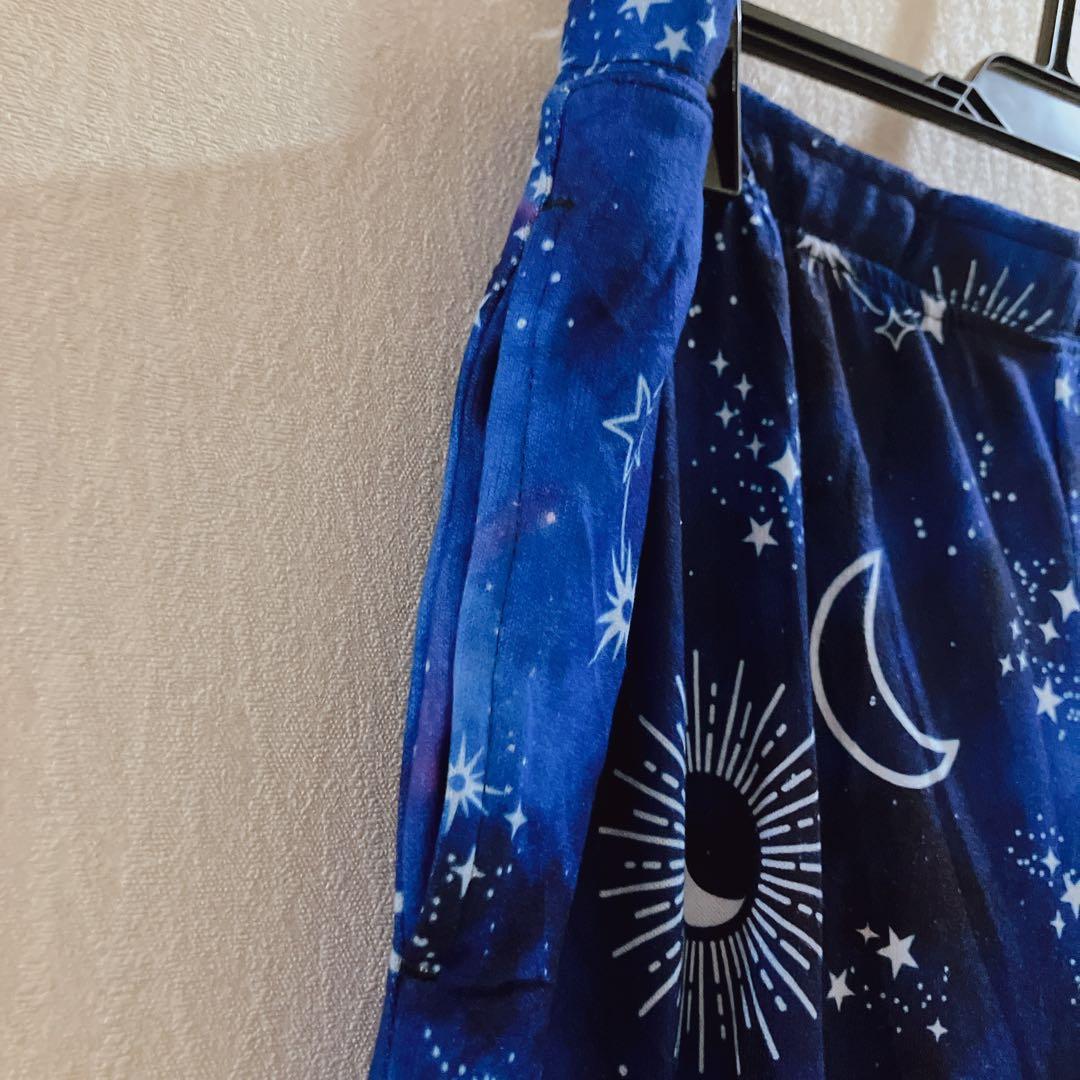 Barely Stitched 【L】宇宙柄 夜空 星 カジュアルパンツ 濃青 — image 5