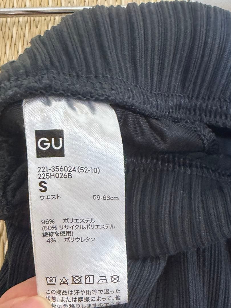 GU ジーユー リブプルオンパンツ ブラック S リブイージーワイドパンツ — image 2