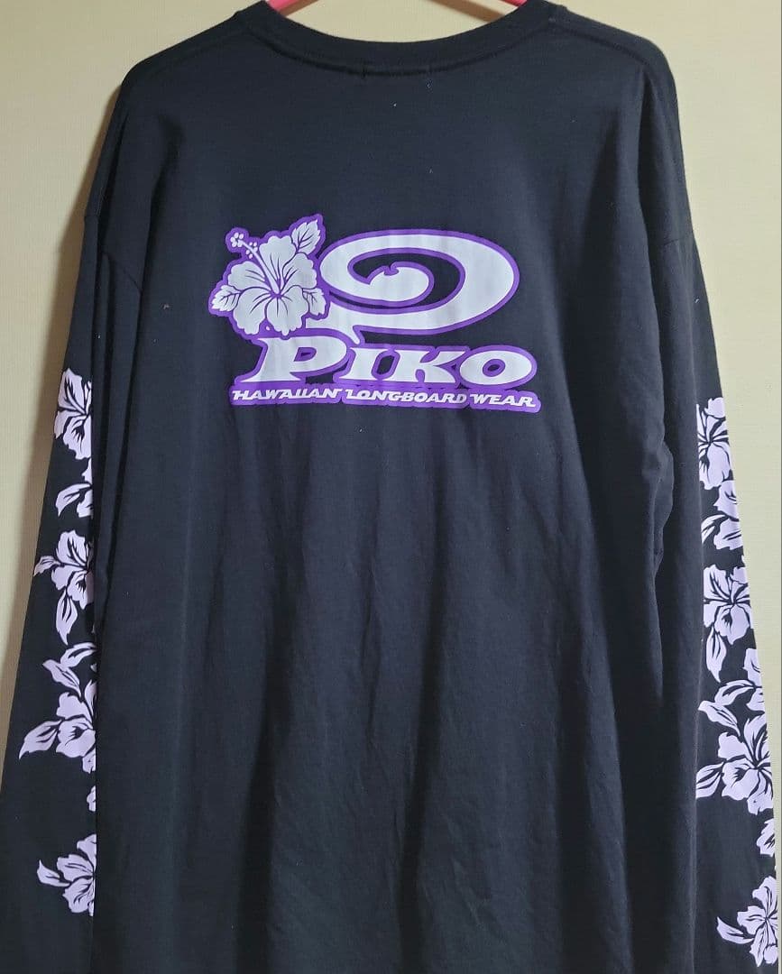 ✿PIKO 長袖Tシャツ ブラック ハイビスカス柄 — image 5