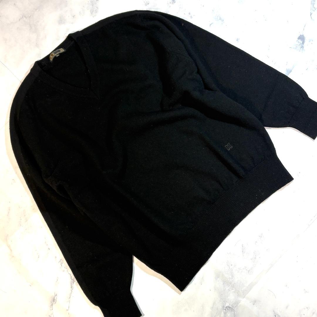 DAKS ダックス ブラック Vネック ニットセーター ゴルフ シンプル L — image 2