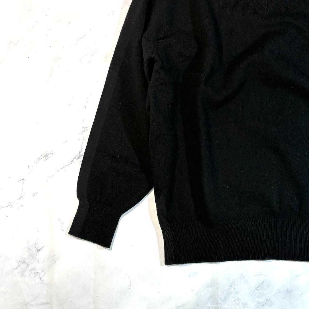 DAKS ダックス ブラック Vネック ニットセーター ゴルフ シンプル L — image 3