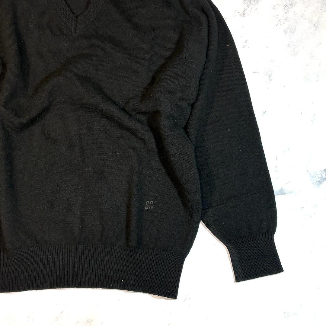 DAKS ダックス ブラック Vネック ニットセーター ゴルフ シンプル L — image 4
