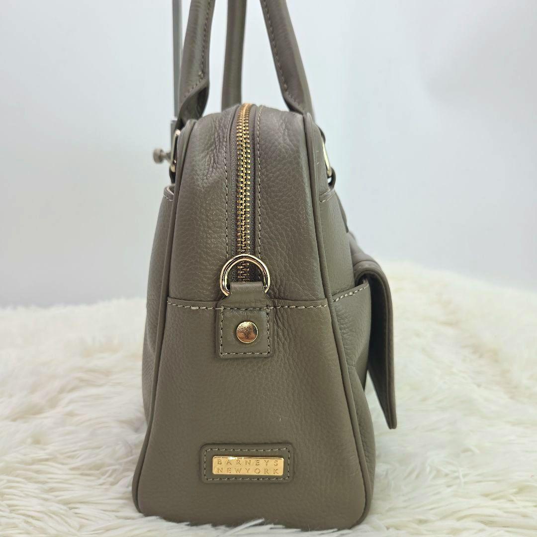 [美品] バーニーズニューヨーク　ハンドバッグ　2Way　シボ革　ゴールド金具 — image 3