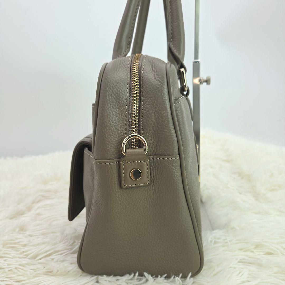 [美品] バーニーズニューヨーク　ハンドバッグ　2Way　シボ革　ゴールド金具 — image 5