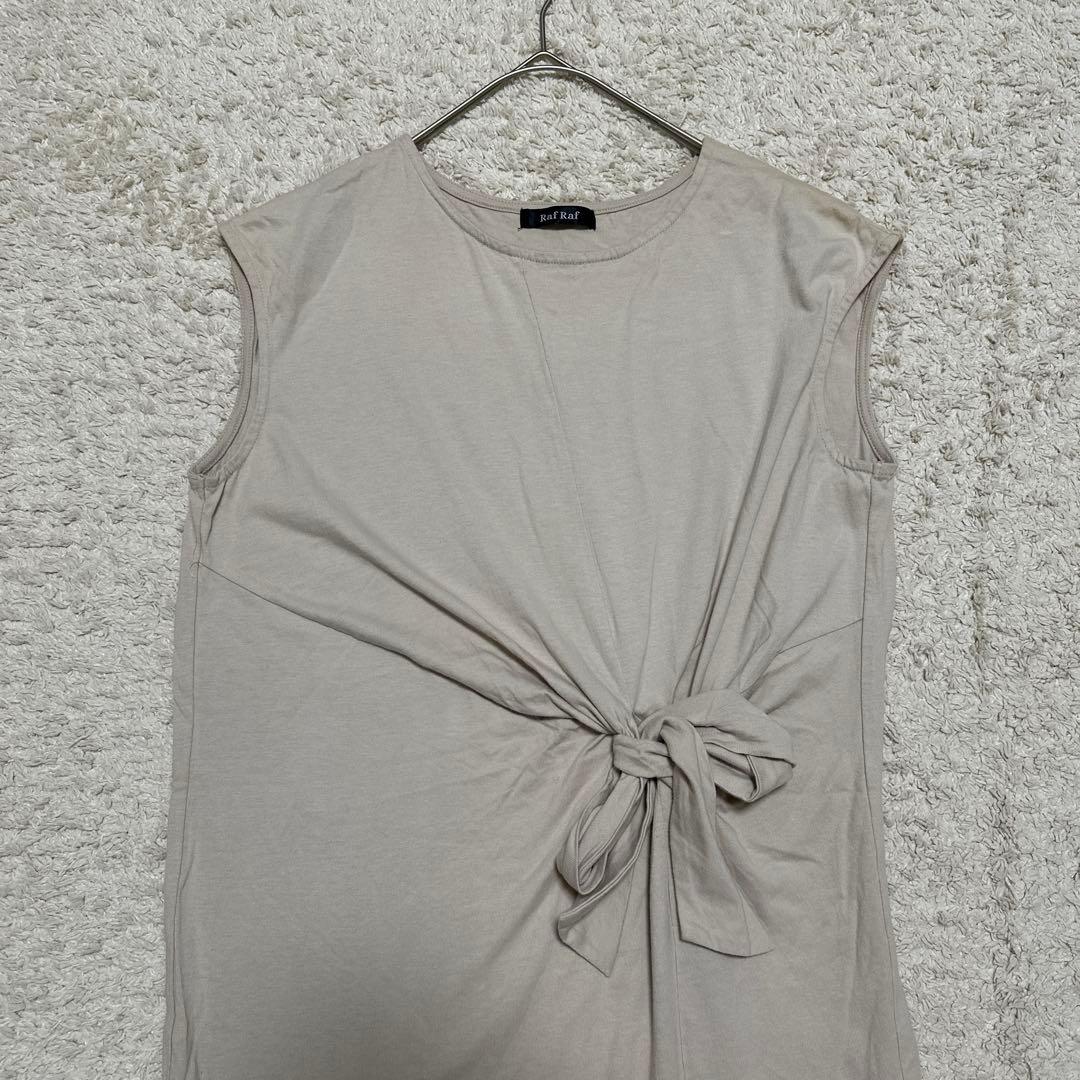 【Raf Raf】ノースリーブ ロングワンピース ウエストリボン ベージュ M — image 2