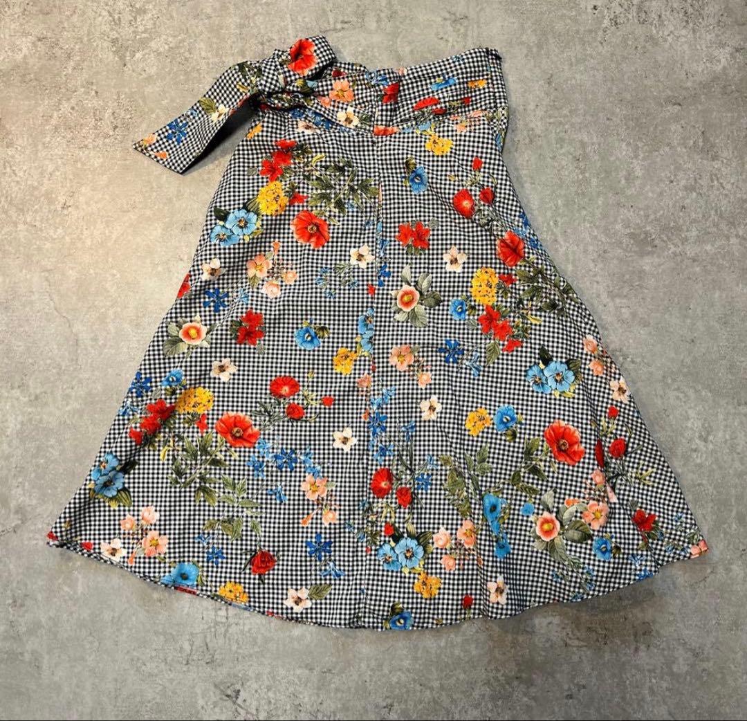 【ZARA】ザラ ボタニカルフラワー ギンガムチェック フレアスカート S — image 3