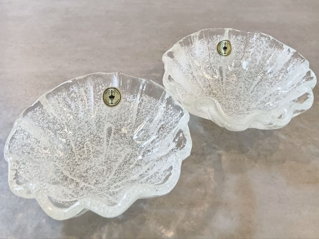 昭和レトロ★ IWATAGLASS★岩田ガラス★ガラス皿★気泡入りガラス皿★氷雪 — image 2