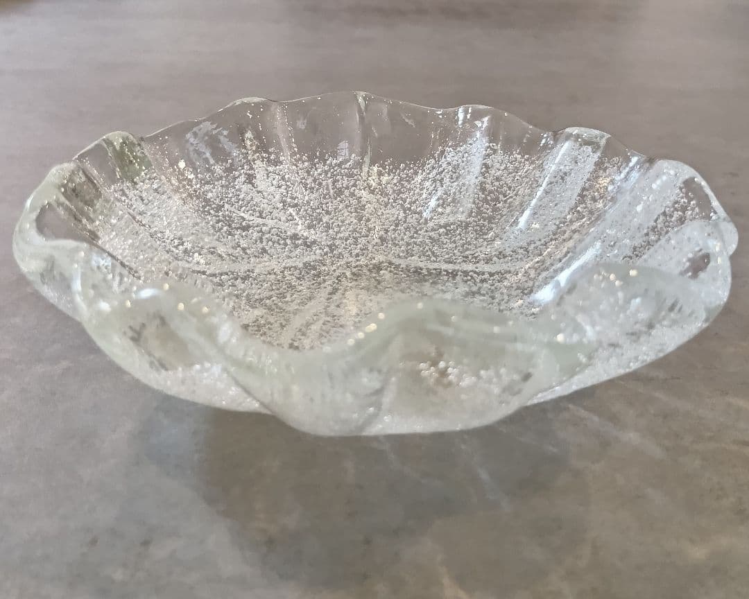 昭和レトロ★ IWATAGLASS★岩田ガラス★ガラス皿★気泡入りガラス皿★氷雪 — image 5
