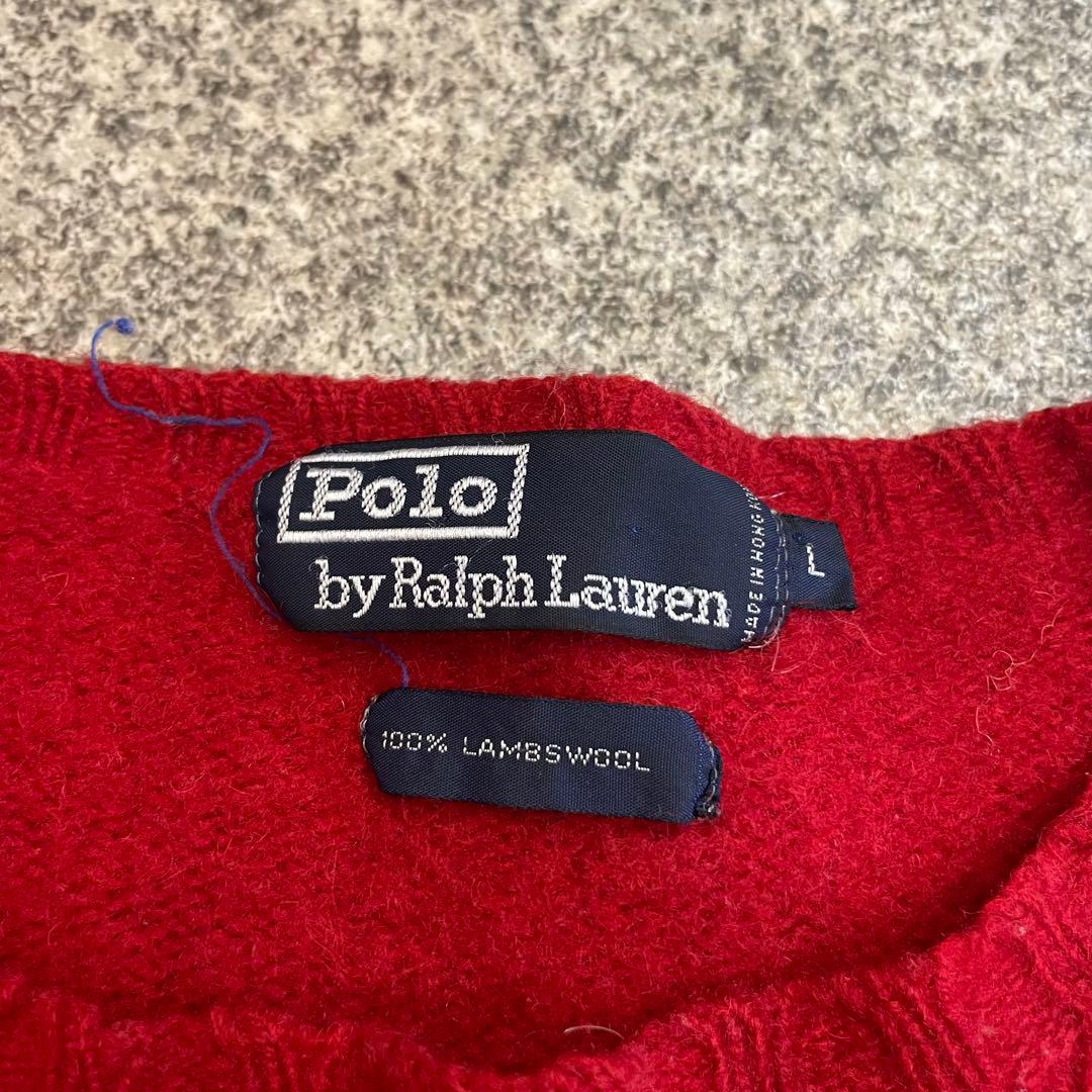 【E6】 Polo by Ralph Lauren ラムウールニット レッド L — image 3