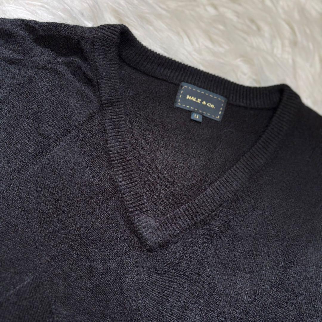 MALE &CO ダイヤ柄　Vネックニットセーター（M）メンズカジュアル — image 4